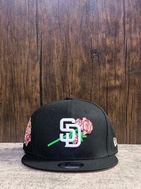 NWT New Era 9FIFTY San Diego Padres Black Rose Pink Undervisor Snapback Hat OSFA